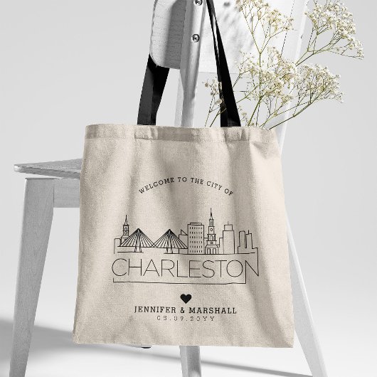 Charleston bruiloft | Gestileerde skyline Tote Bag
