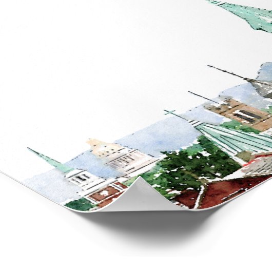 Charleston Church en State Waterverf Print (Hoek)