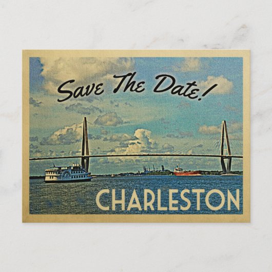 Charleston Enregistrer La Date Cartes Postales Vin (Devant)