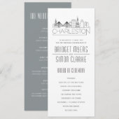 Charleston gestileerde skyline | Trouwprogramma Kaart (Voorkant / Achterkant)