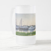 Charleston Harbour Boats Sunset Frosted Mug (Devant gauche)