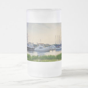 Charleston Harbour Boats Sunset Frosted Mug