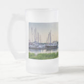 Charleston Harbour Boats Sunset Frosted Mug (Gauche)