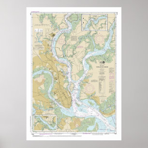 Charleston Harbour Nautical Chart 11524 Poster