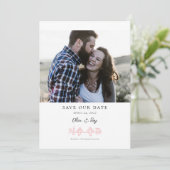 Charleston Hotel Skyline in Roze Save the Date (Staand voorkant)