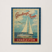 Charleston Jigsaw Puzzle Sailboat Retro S.C. (Vertical)