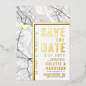 Charleston Love Locator | Bruiloft Bewaar de datum Folie Uitnodiging (Voorkant)