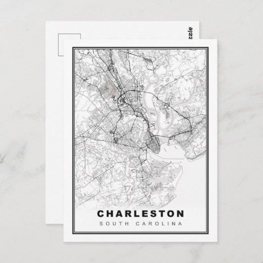 Charleston Map Briefkaart (Voorkant / Achterkant)