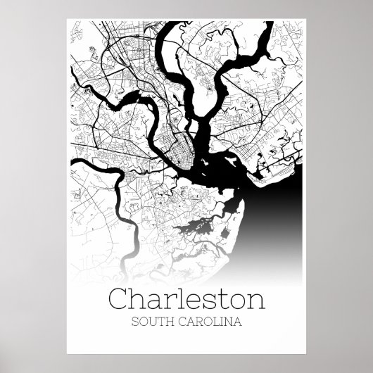 Charleston Map - South Carolina - City Map Poster (Voorkant)