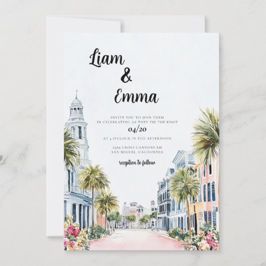 Charleston Mariage Destination Invitation (Devant)