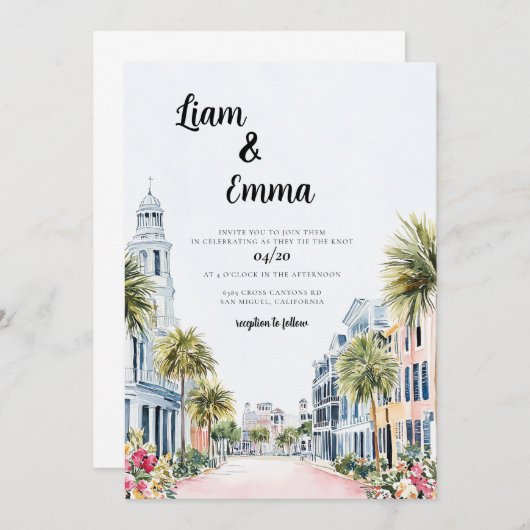 Charleston Mariage Destination Invitation (Devant / Derrière)