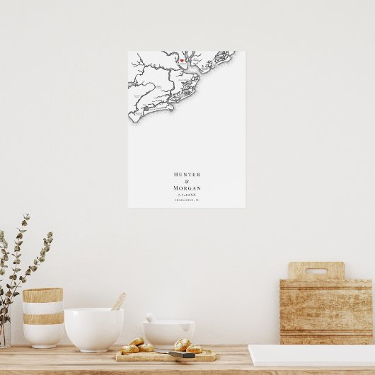 Charleston Mariage Élégante carte Poster du livre (Cuisine)