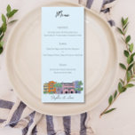 Charleston Menu pour Mariage Aquarelle design<br><div class="desc">Laissez-vous tenter par une expérience culinaire inspirée du charme et des saveurs de Charleston grâce à notre menu mariage à l'aquarelle. Ce menu élégant et artistique présente les délicieux plats qui seront servis lors de votre journée spéciale. L'aquarelle présente des teintes douces et vives, qui rappellent la beauté côtière de...</div>