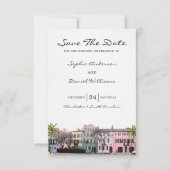 Charleston Rainbow Row SC Save the Date Wedding Kaart (Voorkant)