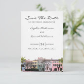 Charleston Rainbow Row SC Save the Date Wedding Kaart (Staand voorkant)