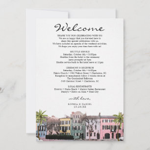 Charleston Rainbow Row SC Trouw Welkomstbrief Kaart