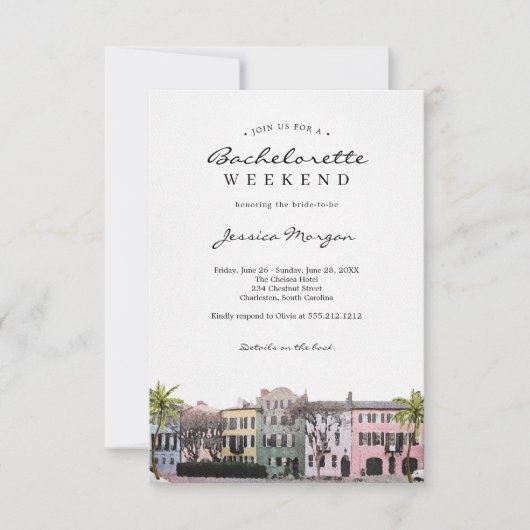 Charleston SC Bachelorette Party Invitation de fin (Devant)