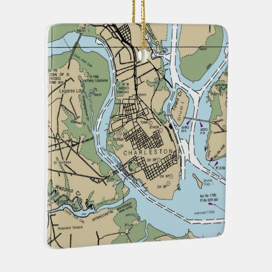 Charleston SC Chart Keramisch Ornament (Rechts)