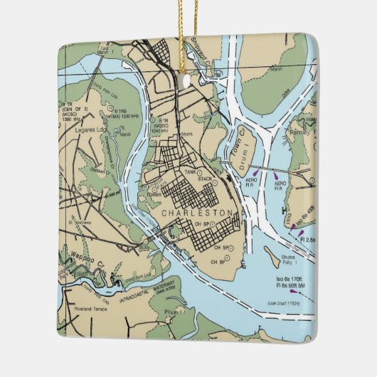 Charleston SC Chart Keramisch Ornament (Links)