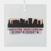 Charleston SC City Skyline Ornement en verre (Recto)