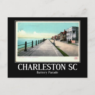 Charleston SC, East Battery Parade, Vintage 1900 Briefkaart