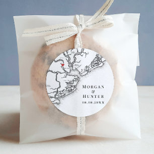 Charleston SC Elegant Zwart Wit Wedding Favoriet Ronde Sticker