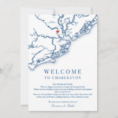 Charleston SC Mariage Programme de Bienvenue Bleu (Devant)
