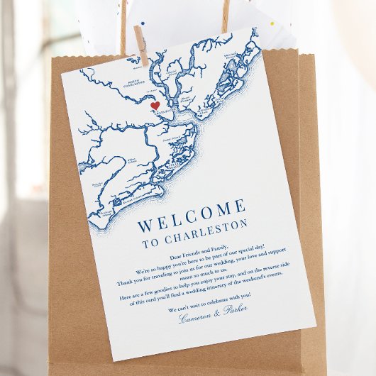 Charleston SC Mariage Programme de Bienvenue Bleu