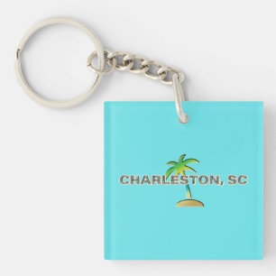 Charleston, SC: Palmetto bomen letters Sleutelhanger