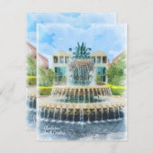 Charleston SC Pineapple Fountain Kaart (Voorkant / Achterkant)