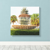 Charleston SC Pineapple Fountain, Waterfront Park Canvas Afdruk (Insitu (Houten vloer))
