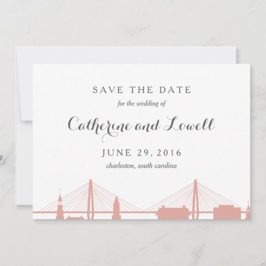 Charleston South Carolina Blush Save the Date (Voorkant)