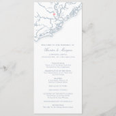 Charleston South Carolina Dusty Blue Wedding Programma (Voorkant)