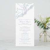 Charleston South Carolina Dusty Blue Wedding Programma (Staand voorkant)