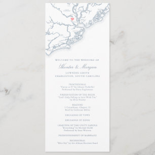 Charleston South Carolina Dusty Blue Wedding Programma
