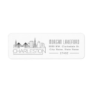 Charleston, South Carolina gestileerde skyline   Etiket