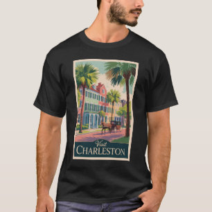 Charleston South Carolina Illustratie Reiskunst T-shirt