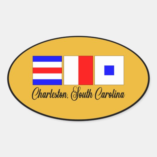 Charleston South Carolina Maritiem signaal Vlag Ovale Sticker (Voorkant)