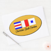 Charleston South Carolina Maritiem signaal Vlag Ovale Sticker (Envelop)