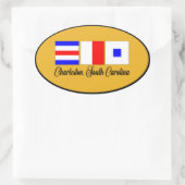 Charleston South Carolina Maritiem signaal Vlag Ovale Sticker (Tas)