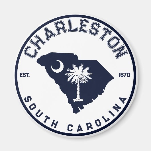 Charleston South Carolina Navy SC Flag Palm Trees Magneet (Voorkant)