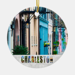Charleston South Carolina Rainbow Row Kerstmis Keramisch Ornament