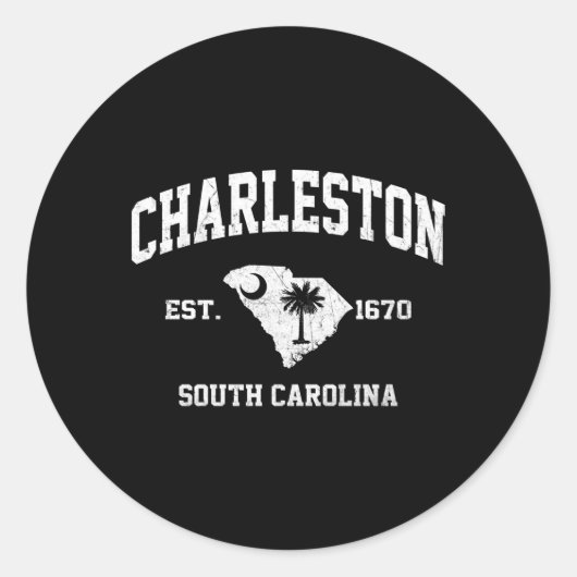 Charleston South Carolina SC State Atletische Stij Ronde Sticker (Voorkant)