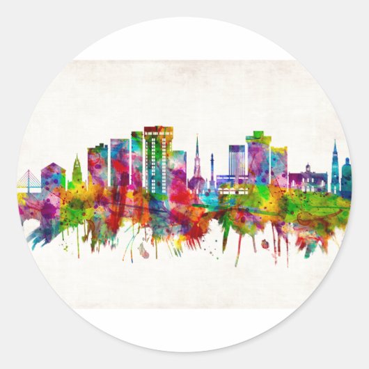 Charleston South Carolina Skyline Ronde Sticker (Voorkant)
