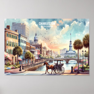 Charleston South Carolina Travel Places waterverf Poster