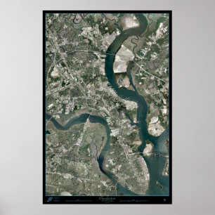 Charleston, South Carolina van de ruimtesatelliet  Poster