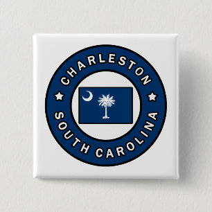 Charleston South Carolina Vierkante Button 5,1 Cm