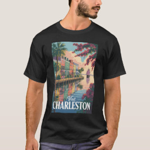 Charleston South Carolina Waterfront Illustratie T-shirt