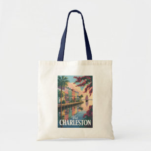 Charleston South Carolina Waterfront Illustratie Tote Bag