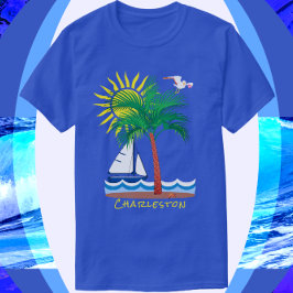 Charleston, South Carolina Zeilboot en zonneschijn T-shirt
